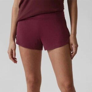 NEW Athleta Well Rested Rib Sleep Shorts Womens XL Burgundy Soft Comfy Cozy